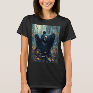 Lycklig Black Bear Tossing Löv T Shirt