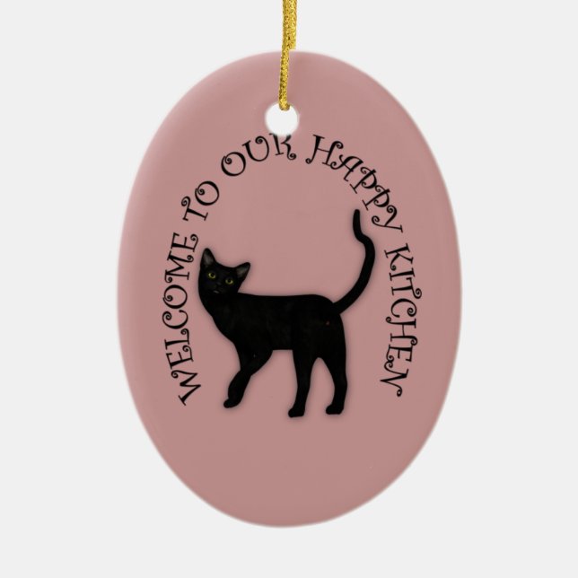Lycklig Black Cat Hanging Kitchen Ornament (Framsidan)