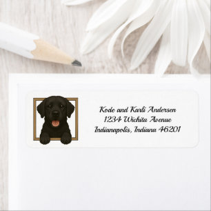 Lycklig Black Labrador Retriever Returadress Etikett