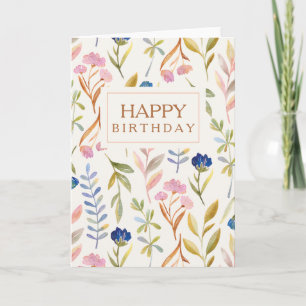 Lycklig Blommigt-födelsedagskort Kort