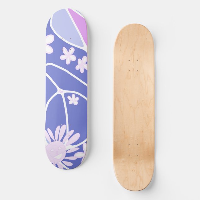 Lycklig Blommigt Neuro Art - Lila Gradient Mini Skateboard Bräda 18,5 Cm (Framsida)