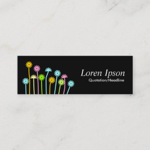 Lycklig Blommor (svart) Mini Visitkort