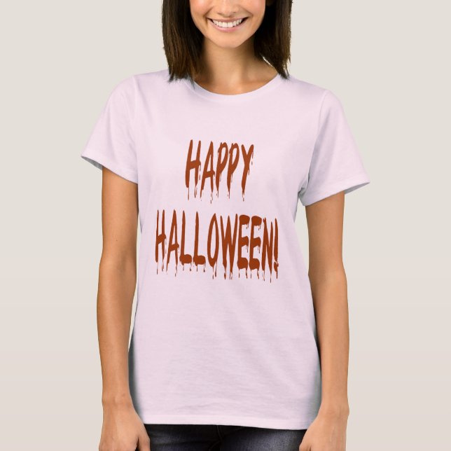 Lycklig Bloody Halloween Tee Shirt (Framsida)