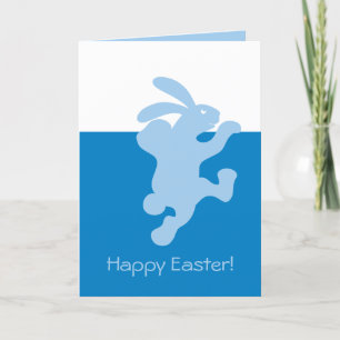 Lycklig Blue Bunny-kaninkort Helgkort