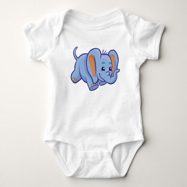 Lycklig Blue Elephant Baby Bodykosti T Shirt (Framsida)