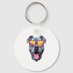 Lycklig Blue Pitbull War Sunglass Nyckelring