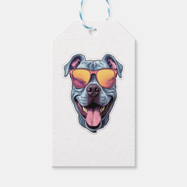 Lycklig Blue Pitbull War Sunglass Presentetikett (Framsidan)