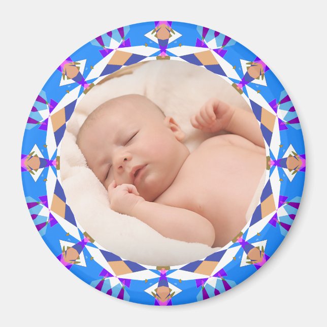 Lycklig Blue Pojke Girl Grandparent's Gift Photo Magnet (Framsidan)