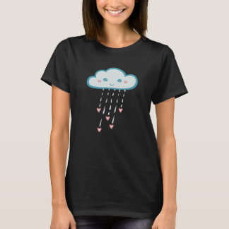 Lycklig Blue Rain Cloud Rining Rosa Hearts Tee Shirt