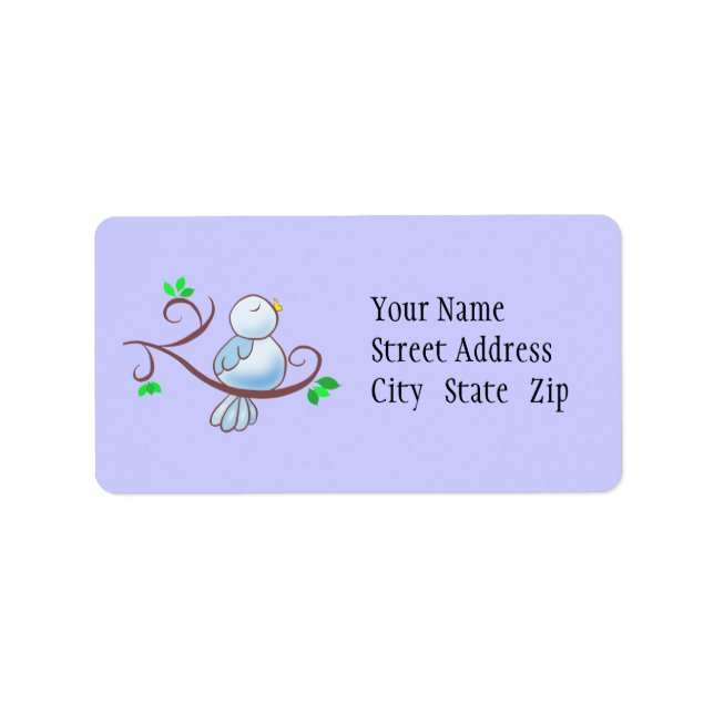 Lycklig Bluebird Adressetikett (Framsidan)