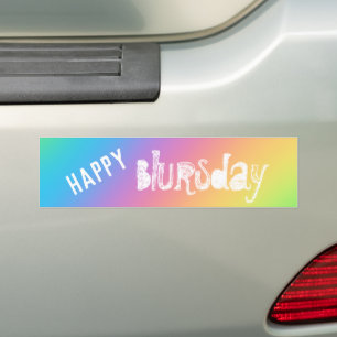 Lycklig Blursday Funny Bumper Sticker Bildekal