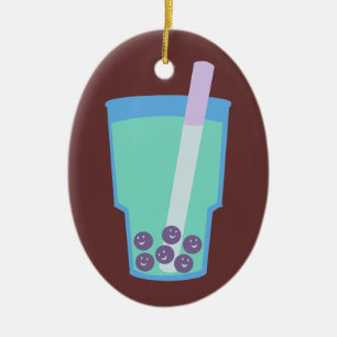 Lycklig Boba Tea bubblar Julgransprydnad Keramik