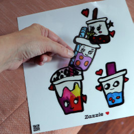 Lycklig Boba Tea Bubble Teas Bobas Kawaii Klistermärken