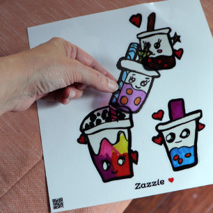 Lycklig Boba Tea Bubble Teas Bobas Kawaii Klistermärken
