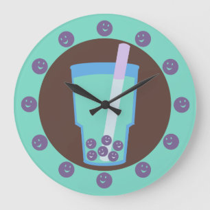 Lycklig Boba Tea Bubbles Stor Klocka
