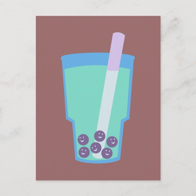 Lycklig Boba Tea Bubbles Vykort (Framsida)