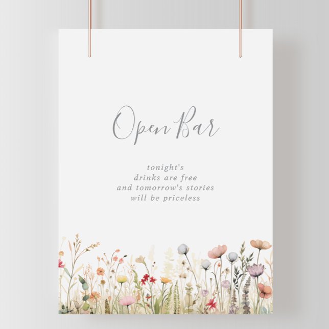  Lycklig Boho Vildblomma Bröllop Öppen Bar  Poster (Skapare uppladdad)