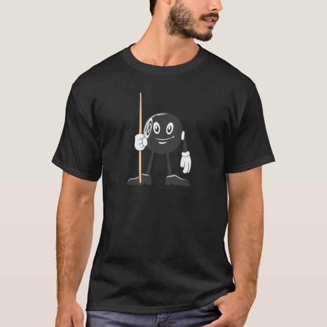 Lycklig boll för Billiard åtta Tee Shirt (Framsida)