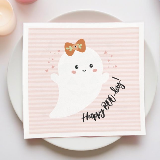 Lycklig BOO-dagen Ghost Birthday Pappersservett (Happy Booday Halloween Birthday Party Napkin)
