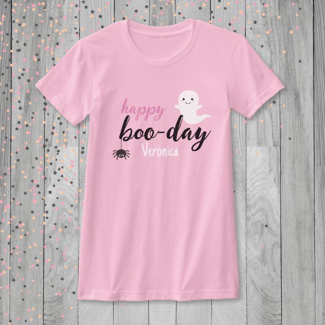 Lycklig Boo Day Halloween Birthday T Shirt (Custom Happy Boo-day Birthday Shirt)
