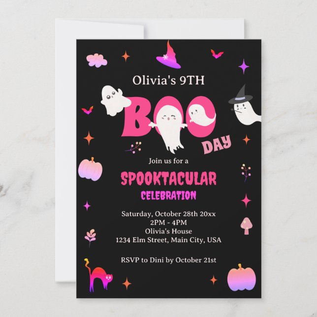 Lycklig Boo Day | Spooky BOO-dagen Firande Inbjudningar (Framsida)