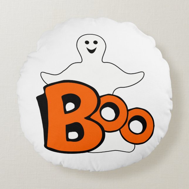 Lycklig Boo Ghost Rund Kudde (Framsidan)