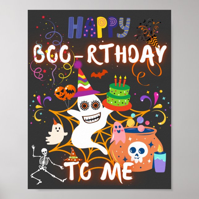 Lycklig Boo-rthday to Me Halloween Födelsedagsfest Poster (Framsidan)