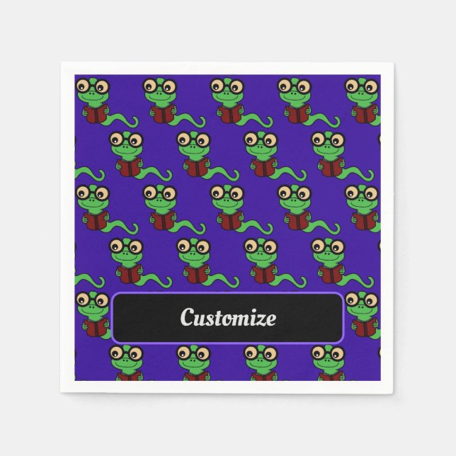 Lycklig Bookworms Lila Pappersservett (Framsidan)