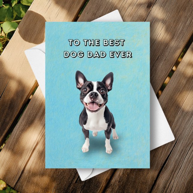 Lycklig Boston Terrier Best Hund Pappa Fars dag Kort (Skapare uppladdad)