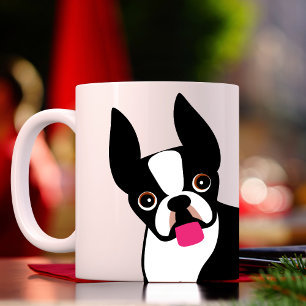 Lycklig Boston Terrier Black and White Kaffemugg