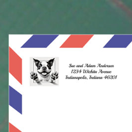 Lycklig Boston Terrier Return-adressetikett Returadress Etikett