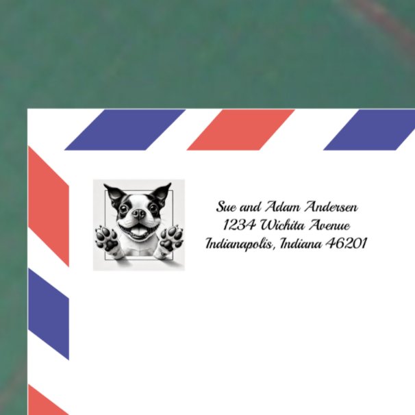 Lycklig Boston Terrier Return-adressetikett Returadress Etikett (Skapare uppladdad)