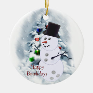 Lycklig Bowlidays snögubbe Julgransprydnad Keramik