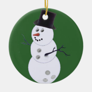 Lycklig Bowlidays Snögubbe Julgransprydnad Keramik