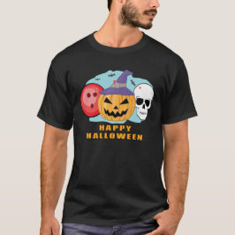 Lycklig Bowling Halloween - Spooky Skull och Pumpk T Shirt