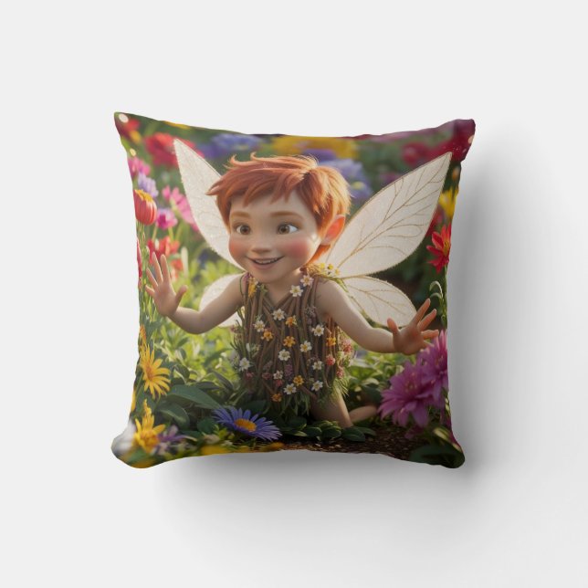 Lycklig Boy Fairy Kudde (Framsida)