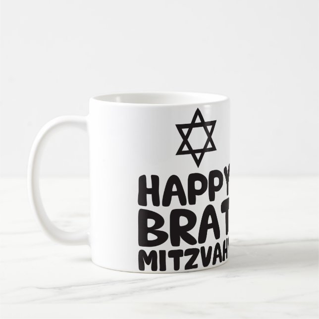 Lycklig Brat Mitzvah (Pub/Bat mitzvah) Kaffemugg (Vänster)