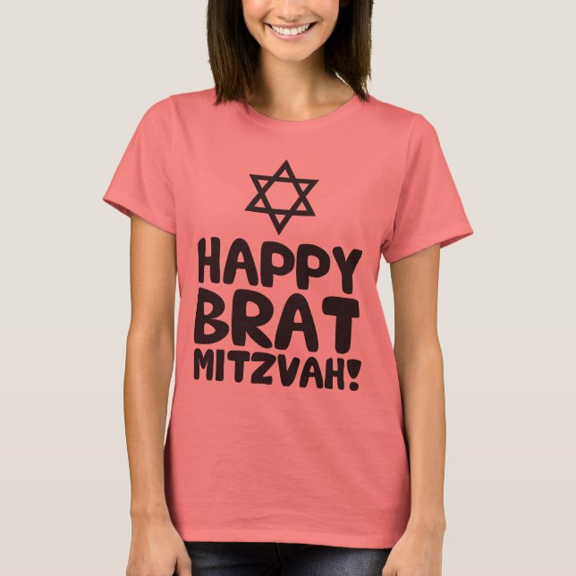 Lycklig Brat Mitzvah (Pub/Bat mitzvah) T Shirt (Framsida)