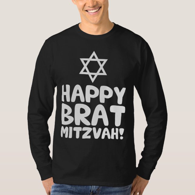 Lycklig Brat Mitzvah (Pub/Bat mitzvah) Tee Shirt (Framsida)