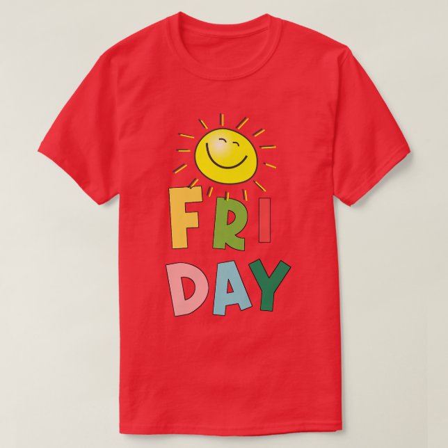 Lycklig Bright Sunny Fredag T Shirt (Design framsida)