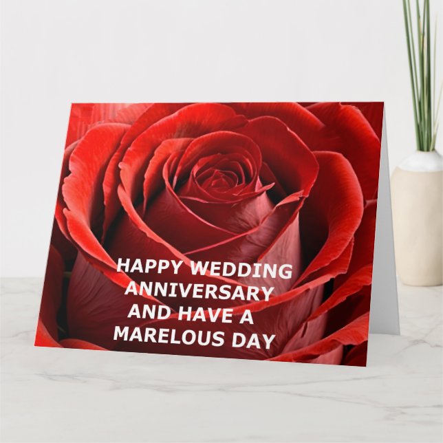 LYCKLIG BRÖLLOP ANNIVERSARY RÖD ROS CARD KORT (Framsida)