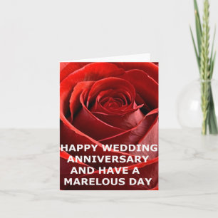 LYCKLIG BRÖLLOP ANNIVERSARY RÖD ROS CARD KORT