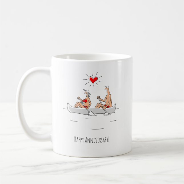 Lycklig-Bröllop-årsdagen av den gifta paren Canoe Kaffemugg (Vänster)
