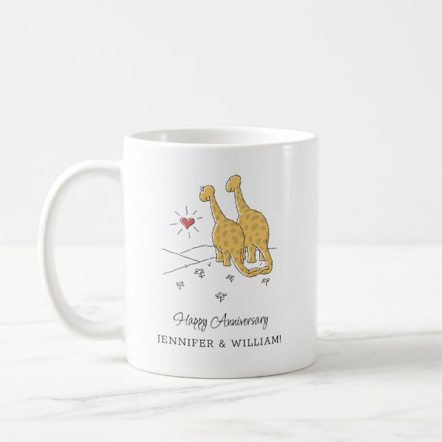 Lycklig Bröllop-årsdagen för gifta par dinosaurier Kaffemugg (Vänster)