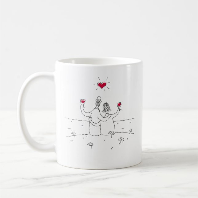 Lycklig Bröllop-årsdagen Red Heart-gift par Kaffemugg (Vänster)