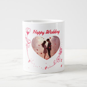 Lycklig Bröllop par fotokaffe personlig kaffe mugg Jumbo Mugg