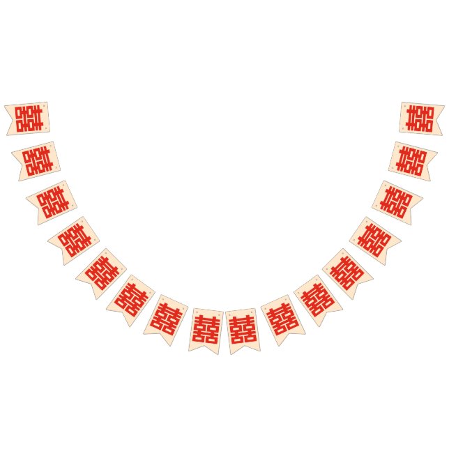 Lycklig Bröllop Red Dubbla Happity Vimplar (Alla)