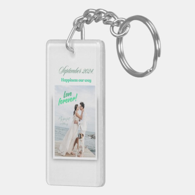 Lycklig Bröllop Vision Board Acrylic Keychain (Höger Baksida)