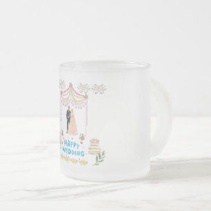 Lycklig Bröllops Frostad Glas Kaffe Mugg – Romanti