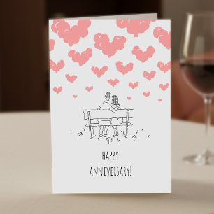Lycklig Bröllopsdag Gift Par Hjärtan Kort